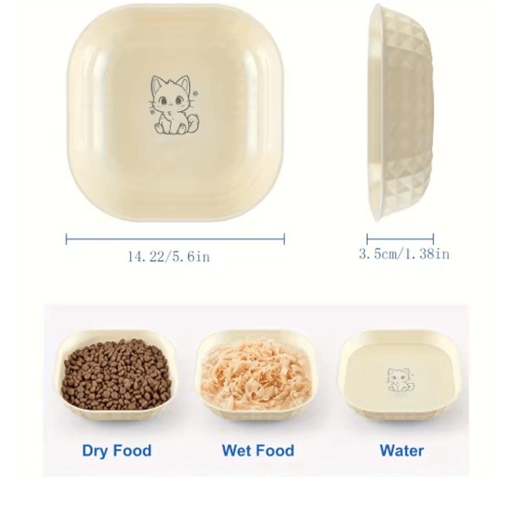 6PCS Non Slip Cat Bowls Set Shallow Whisker Relief Dishes With 55in Wet Food Plates 6