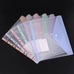 6pcs a4 high capacity loose leaf file bags 11 hole binder pockets with button closure
