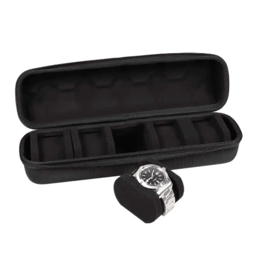 Heavy Duty Watch Organizer Box 5 Slot Portable Watch Storage Case With Flip Top Lid 2