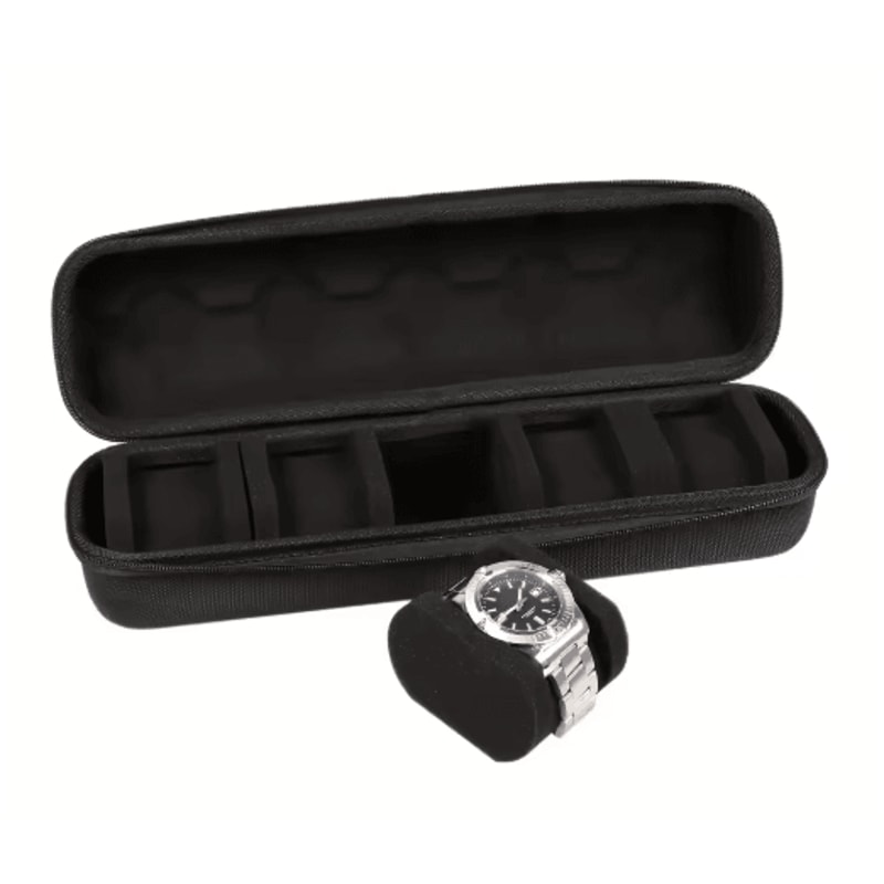 Heavy Duty Watch Organizer Box 5 Slot Portable Watch Storage Case With Flip Top Lid 2