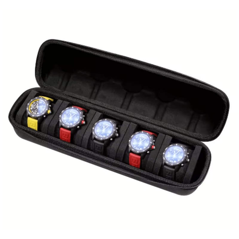 Heavy Duty Watch Organizer Box 5 Slot Portable Watch Storage Case With Flip Top Lid 3