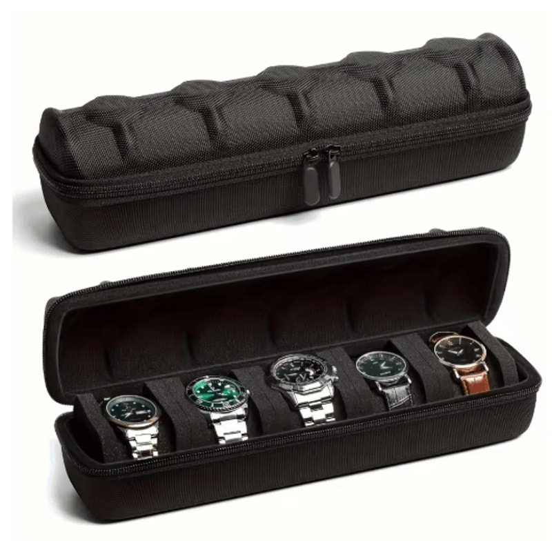 Heavy Duty Watch Organizer Box 5 Slot Portable Watch Storage Case With Flip Top Lid 5