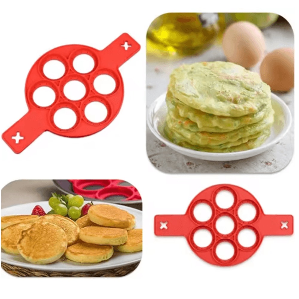 Silicone 7 Hole Egg And Pancake Mold Non Stick Food Grade Baking Pan With Handle 3
