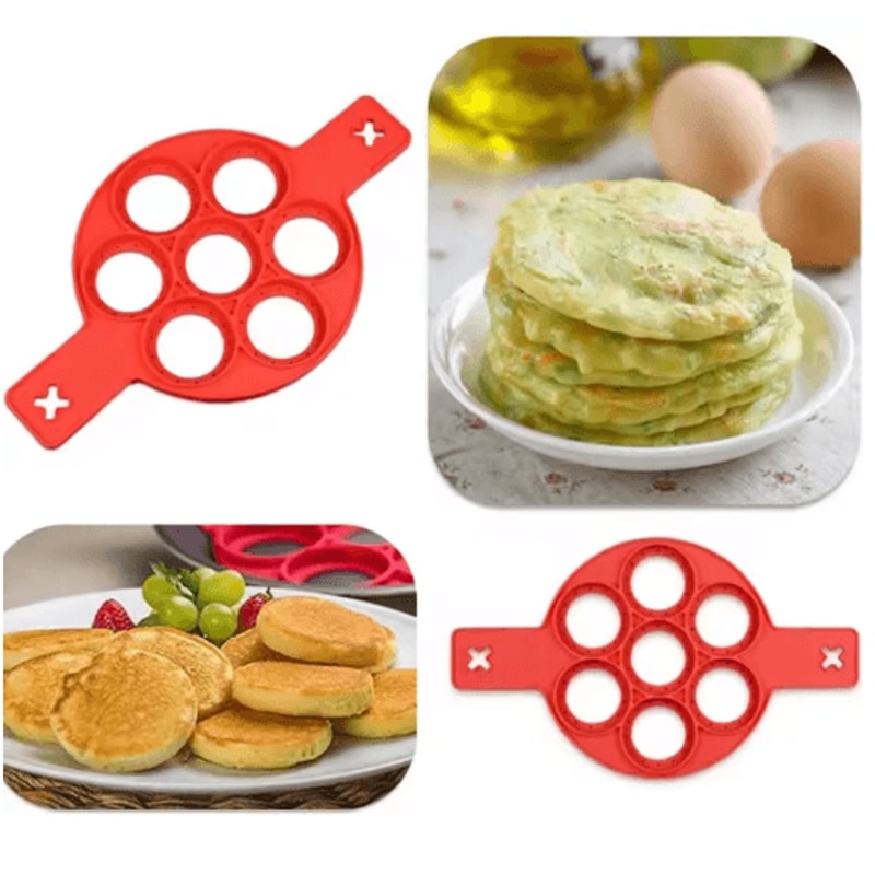 Silicone 7 Hole Egg And Pancake Mold Non Stick Food Grade Baking Pan With Handle 3
