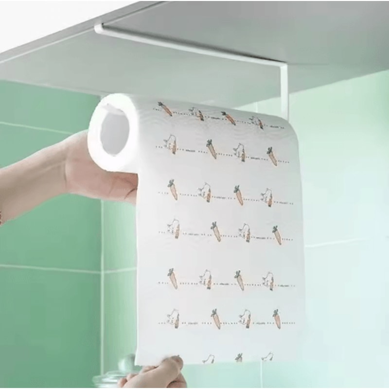 Wall Mounted Paper Roll Holder No Drill Kitchen And Bathroom Storage Rack 3