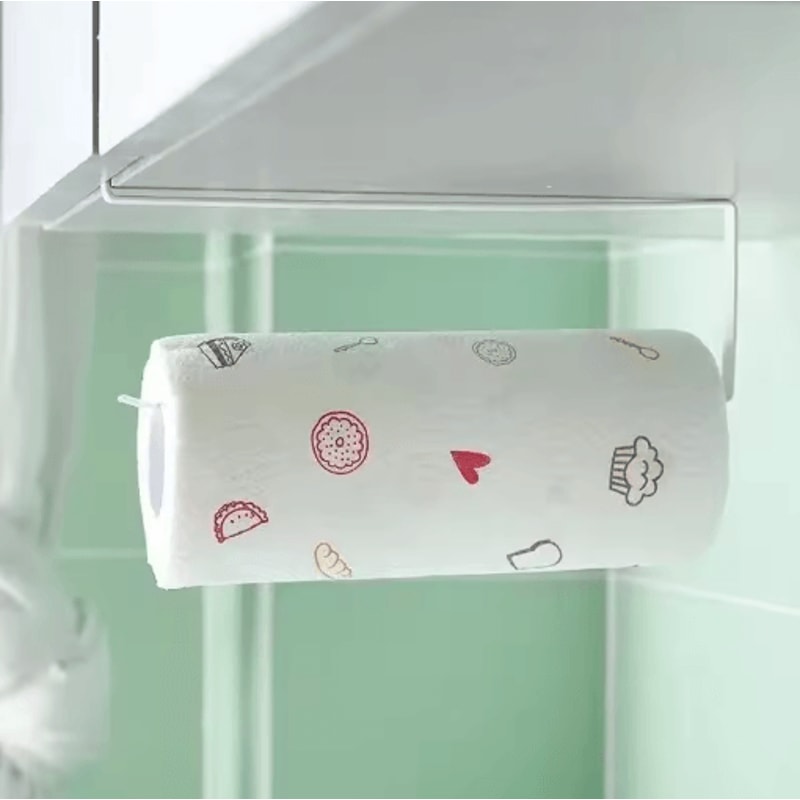 Wall Mounted Paper Roll Holder No Drill Kitchen And Bathroom Storage Rack 4