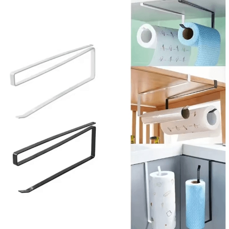 Wall Mounted Paper Roll Holder No Drill Kitchen And Bathroom Storage Rack 6