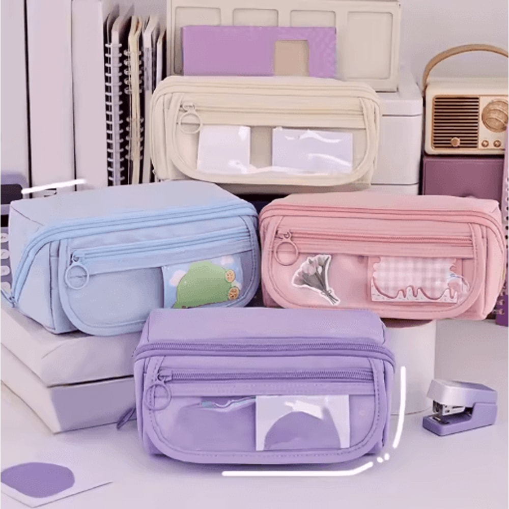 Large Capacity Pencil Case Durable Tabletop Stationery Storage Box For Study And Work 0