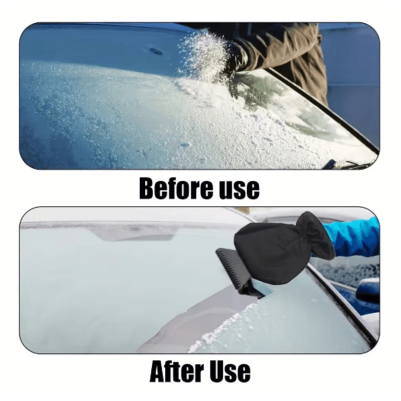 All In One Car Ice Scraper AND Snow Brush With Thermal Gloves Heavy Duty Winter Snow Removal Kit 4