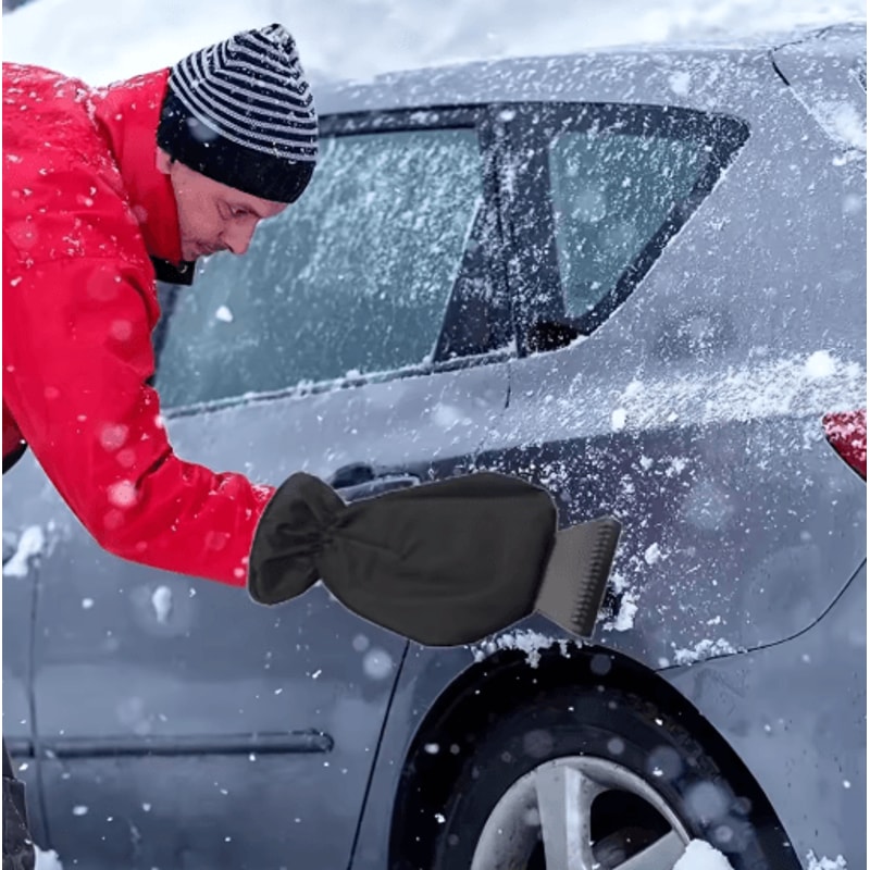 All In One Car Ice Scraper AND Snow Brush With Thermal Gloves Heavy Duty Winter Snow Removal Kit 6