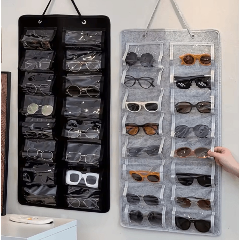 Wall Mounted Glasses Organizer 16 Slot Felt Hanging Storage For Home And Office 4