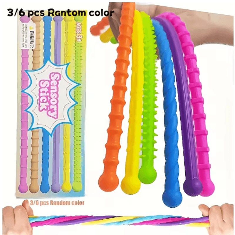 6 Sensory Sticks Reversible Textured Silicone Toys For Fine Motor Skills And Learning 2