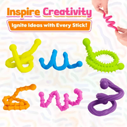 6 sensory sticks reversible textured silicone toys for fine motor skills and learning