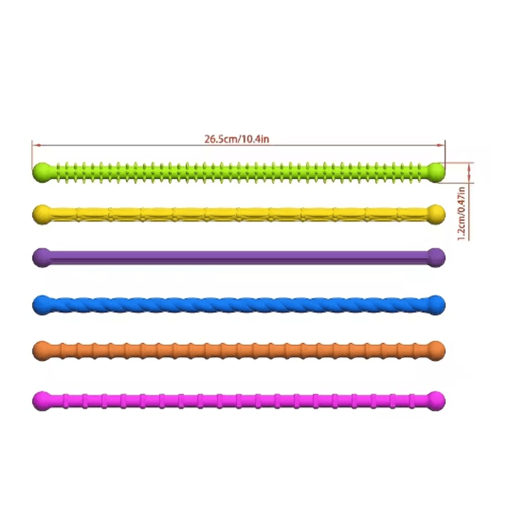 6 Sensory Sticks Reversible Textured Silicone Toys For Fine Motor Skills And Learning 3