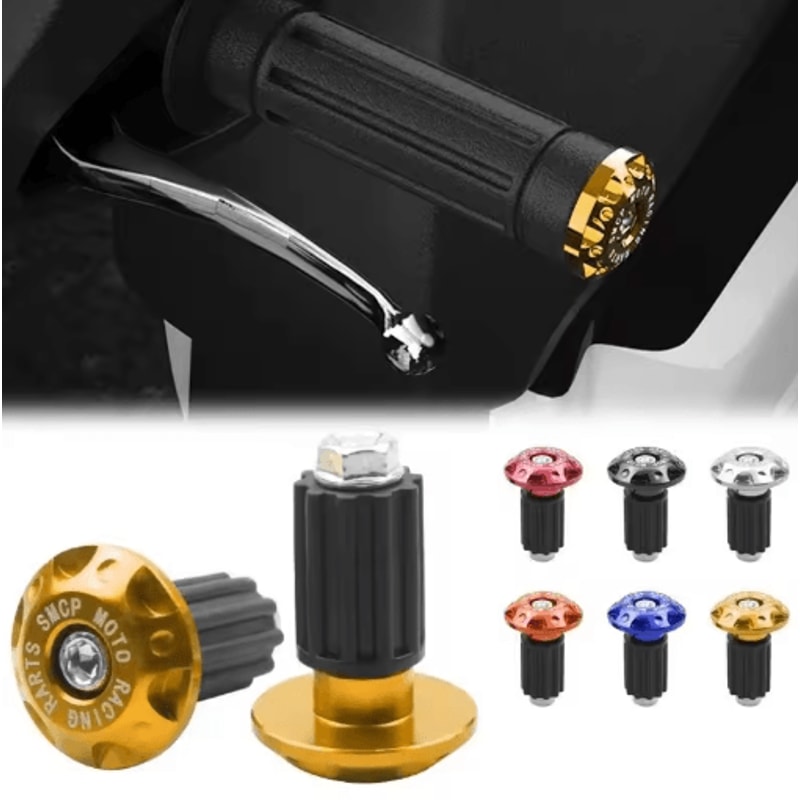 Motorcycle Handlebar End Caps CNC Metal Counterweight Grips Plug Sliders 2PCS 6