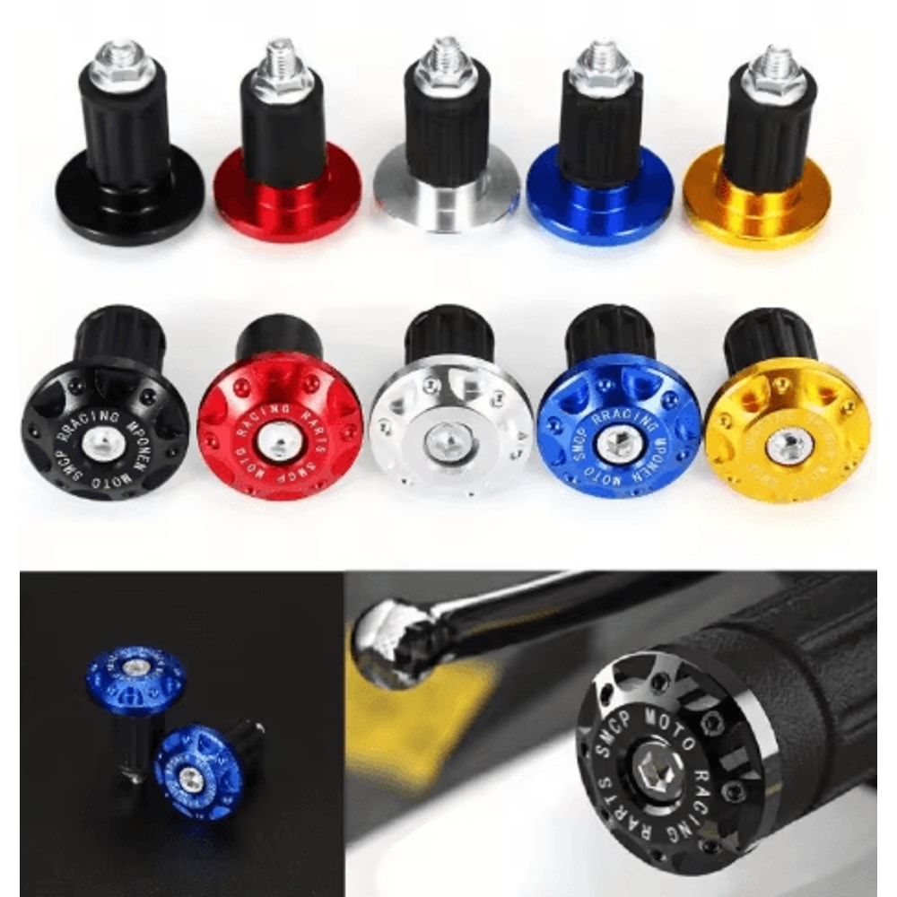 Motorcycle Handlebar End Caps CNC Metal Counterweight Grips Plug Sliders 2PCS 7