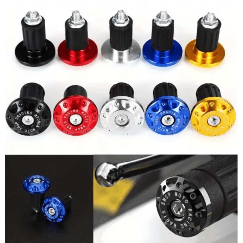 Motorcycle Handlebar End Caps CNC Metal Counterweight Grips Plug Sliders 2PCS 7