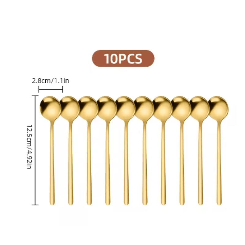 10PCS Stainless Steel Coffee Spoons Dessert Teaspoons And Seasoning Spoons For Home And Cafe Use 1