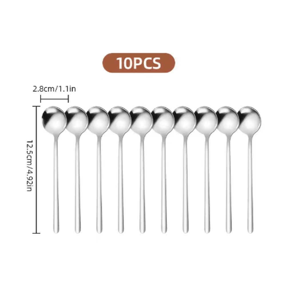 10PCS Stainless Steel Coffee Spoons Dessert Teaspoons And Seasoning Spoons For Home And Cafe Use 2