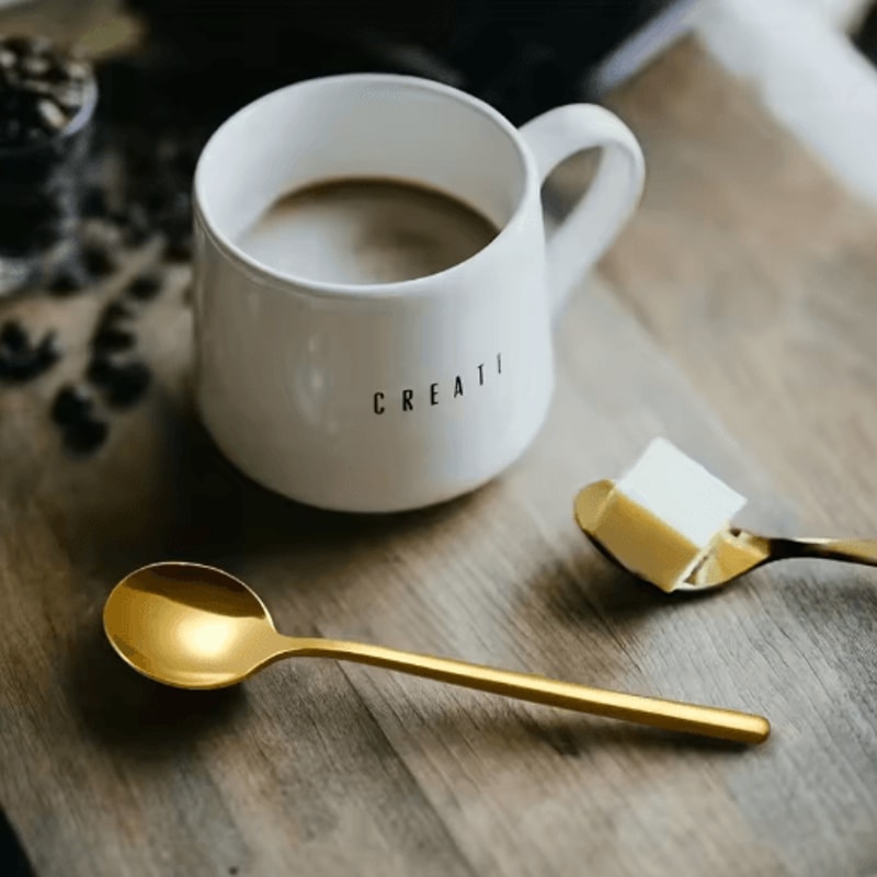 10PCS Stainless Steel Coffee Spoons Dessert Teaspoons And Seasoning Spoons For Home And Cafe Use 0