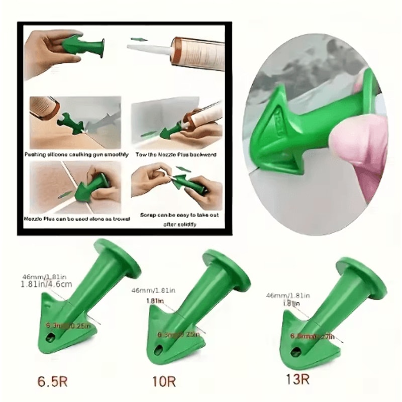 3PCS Caulk Nozzle Applicator Set Silicone Caulking And Sealant Finishing Tools With Scraper 3