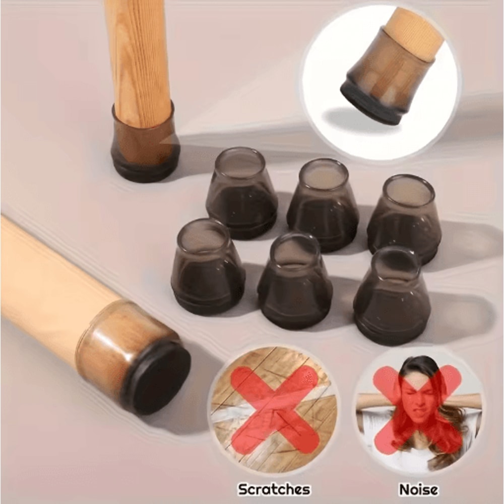 12PCS Table And Chair Foot Protection Covers Anti Slip Silent Furniture Leg Caps 2