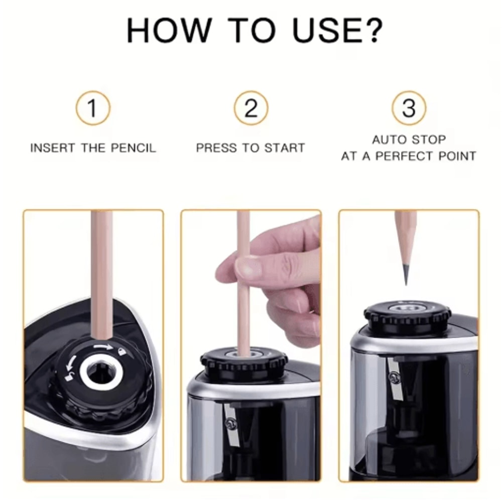 Electric Desktop Pencil Sharpener Automatic Sharpener For 6 To 8mm Pencils 4