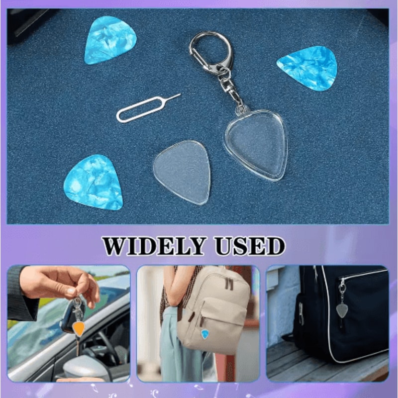 Heart Shaped Guitar Pick Holder Keychain Acrylic Pick Organizer With Secure Lid 1PC 3