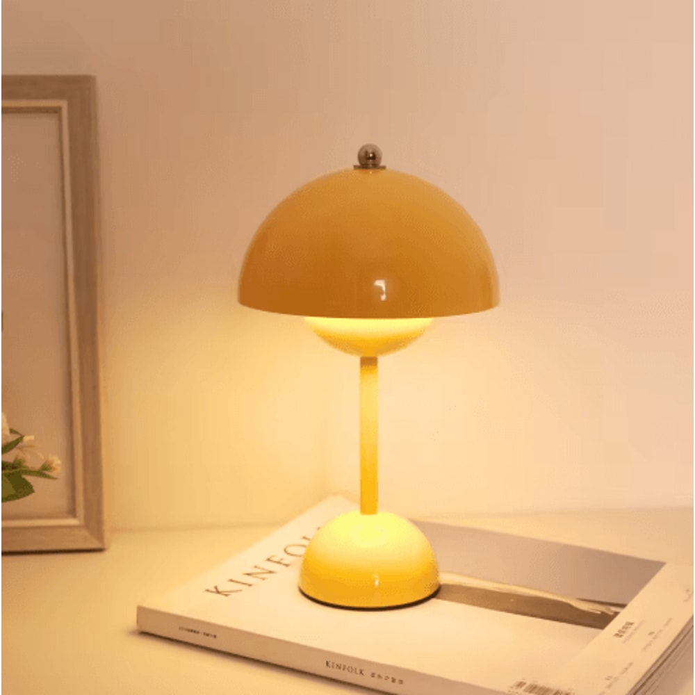 USB Rechargeable LED Flower Bud Desk Lamp Touch Control Three Color Ambient Light 4