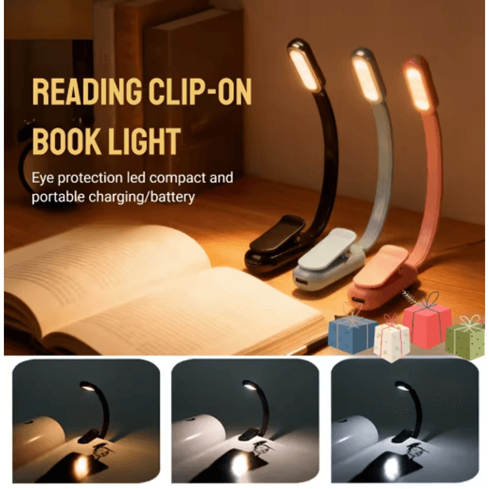 Mini Rechargeable Book Light USB Clip On Reading Lamp With Adjustable Brightness 12