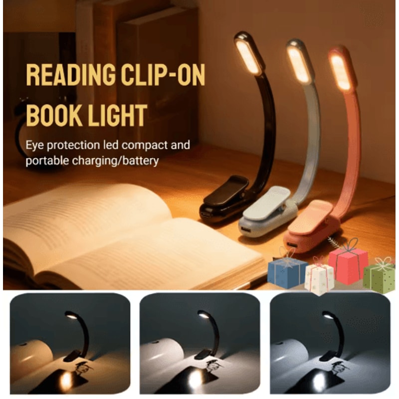 Mini Rechargeable Book Light USB Clip On Reading Lamp With Adjustable Brightness 12
