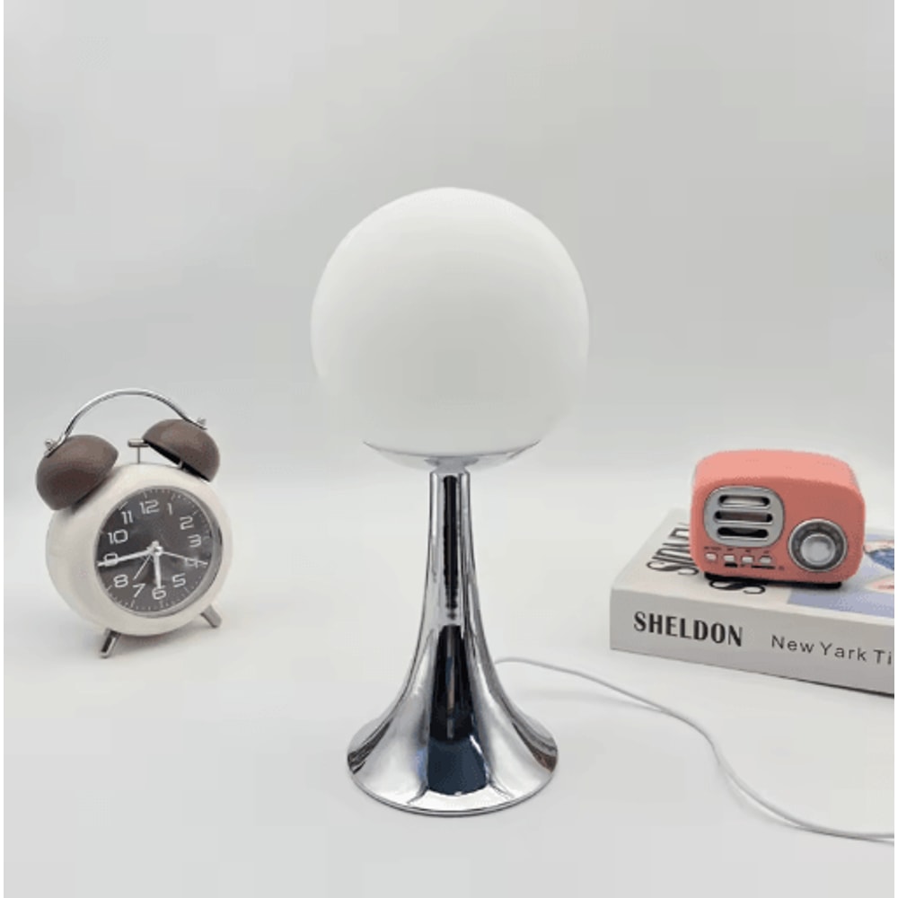 Glass Round Table Lamp Elegant Bedside And Desktop Night Light For Cozy Room Atmosphere 4