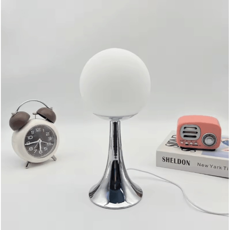 Glass Round Table Lamp Elegant Bedside And Desktop Night Light For Cozy Room Atmosphere 4