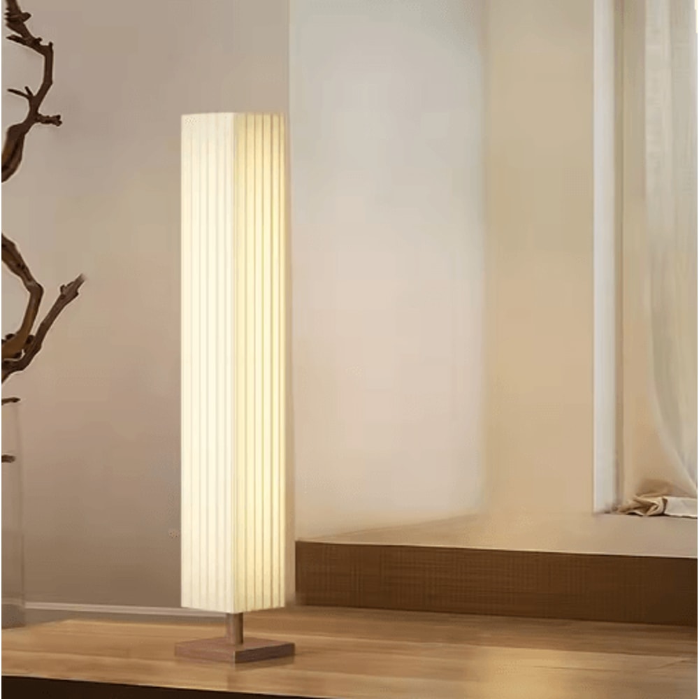 Fabric LED Floor Lamp Decorative Wooden Standing Light For Living Room And Bedroom 5