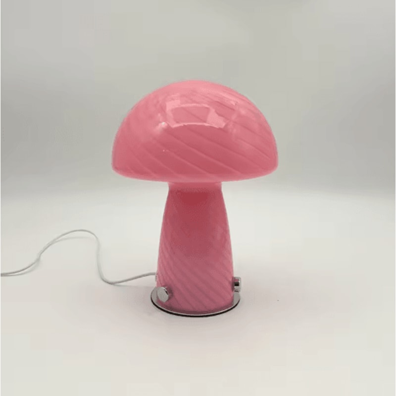 Cream Striped Mushroom Table Lamp Cozy Bedside Ambient Light For Bedroom And Living Room 2