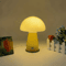 Cream Striped Mushroom Table Lamp Cozy Bedside Ambient Light For Bedroom And Living Room 3