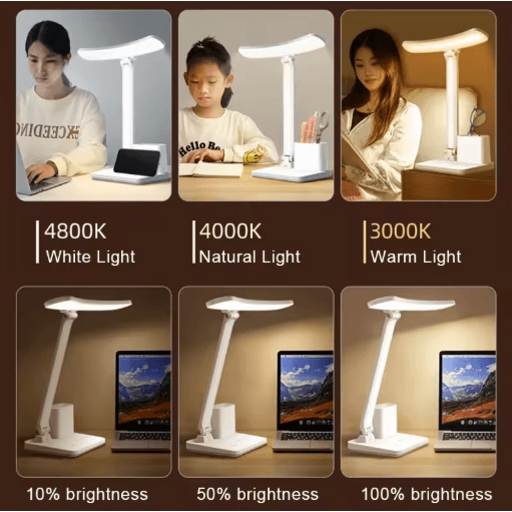LED Desk Lamp 3 Level Dimmable Touch Night Light With USB Rechargeable Design 4