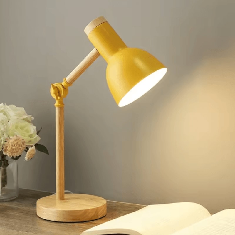 Nordic Wooden LED Table Lamp Adjustable Head Desk Light With Eye Protection 2