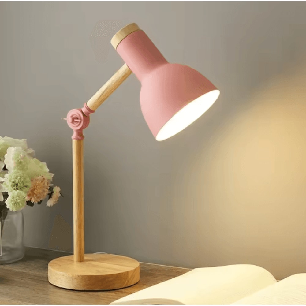 Nordic Wooden LED Table Lamp Adjustable Head Desk Light With Eye Protection 4