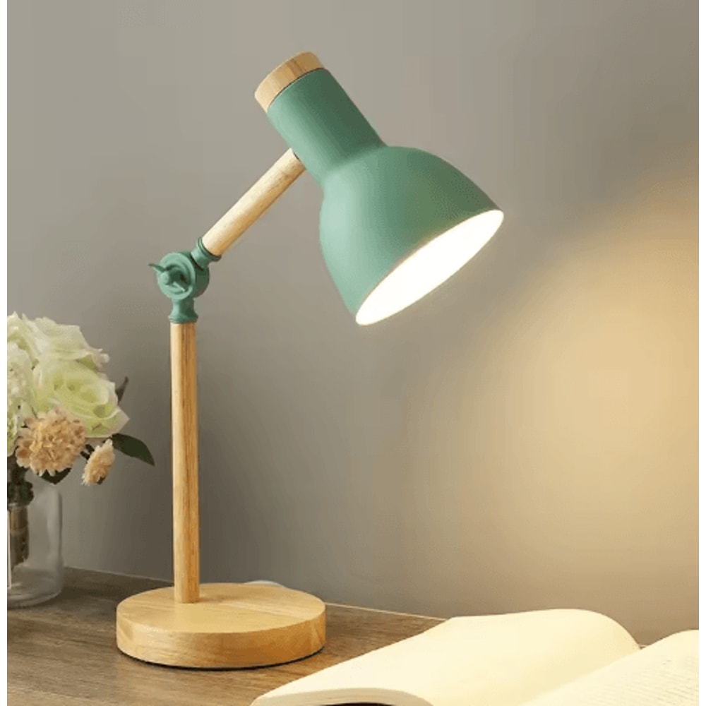 Nordic Wooden LED Table Lamp Adjustable Head Desk Light With Eye Protection 5