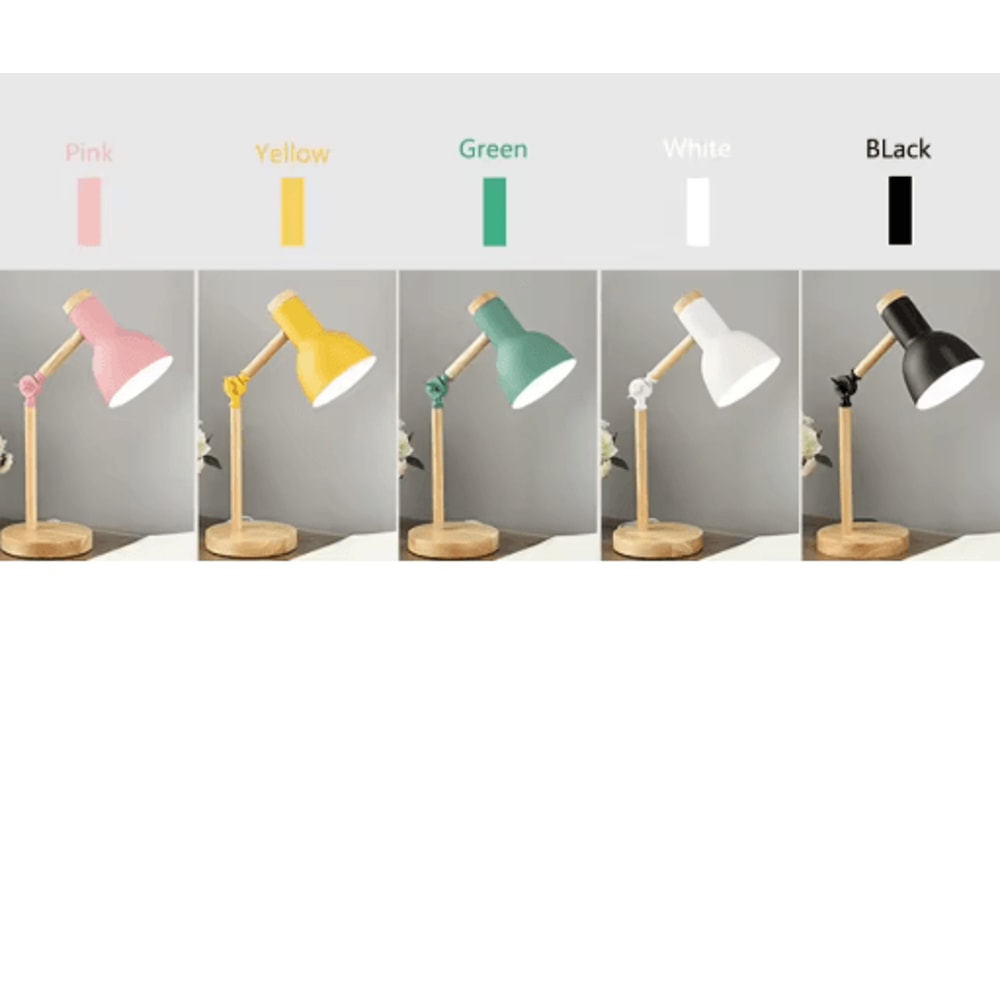 Nordic Wooden LED Table Lamp Adjustable Head Desk Light With Eye Protection 6