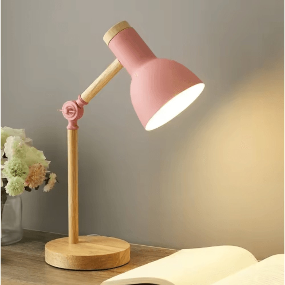 Nordic Wooden LED Table Lamp Adjustable Head Desk Light With Eye Protection 8