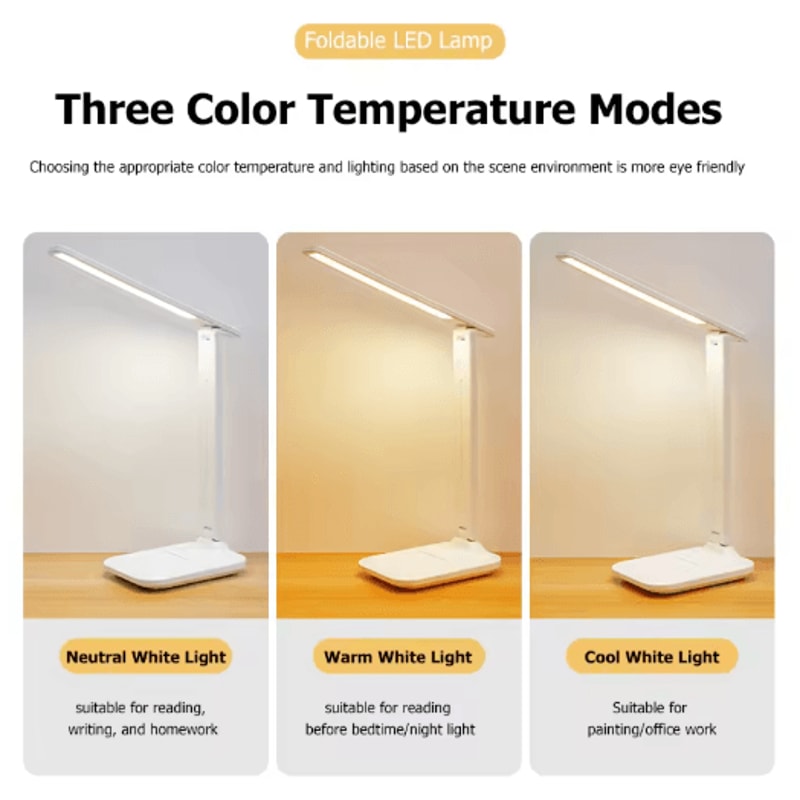 USB Foldable Table Lamp Dimmable Study And Bedside Reading Light For Students 2