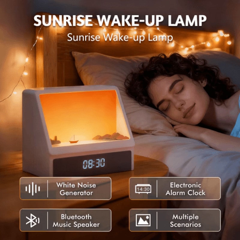 Bluetooth Sunrise Alarm Clock Light Dimmable Wake Up Lamp With White Noise And 12 Soothing Sounds 5
