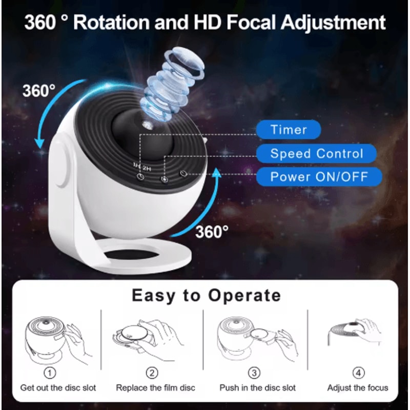 13 In 1 Galaxy Ultra Star Projector HD Rotating Planetarium Night Light With Timer 3