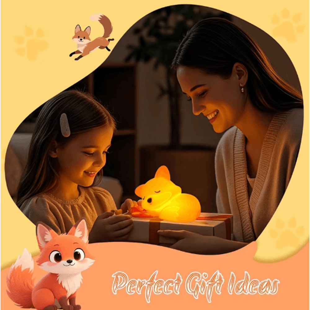 Fox Night Light Squishy Silicone Touch Lamp With Rechargeable Timer Function 2