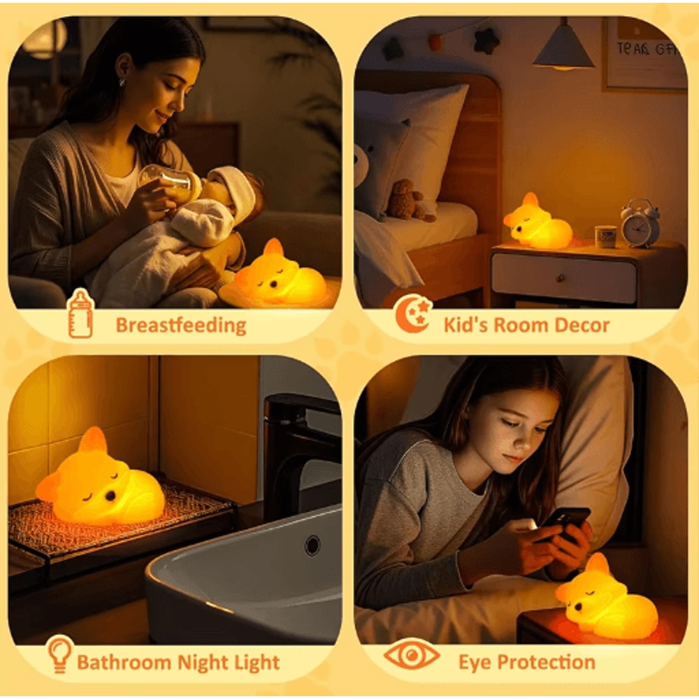 Fox Night Light Squishy Silicone Touch Lamp With Rechargeable Timer Function 3