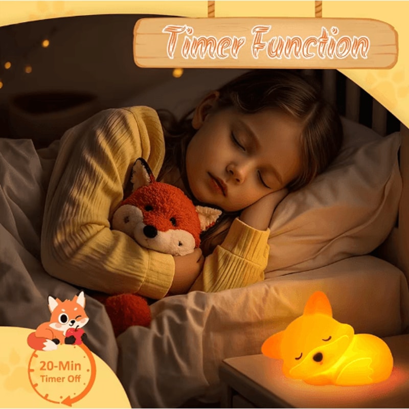 Fox Night Light Squishy Silicone Touch Lamp With Rechargeable Timer Function 5