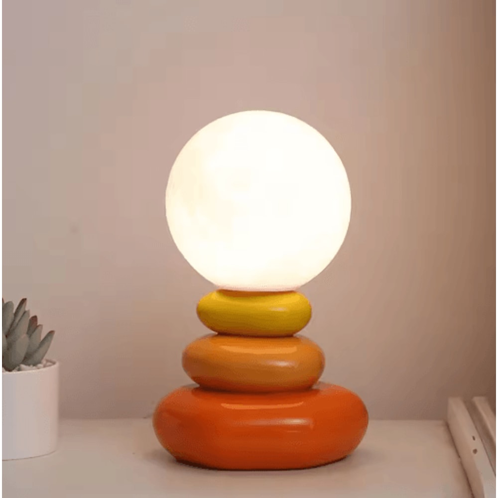 Colorful Stone Table Lamp Nordic LED Neutral Light Bedside Lamp With Stacked Stone Design 5
