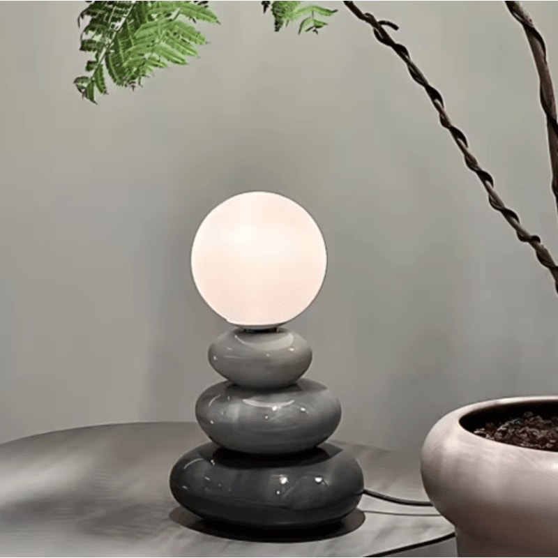 Colorful Stone Table Lamp Nordic LED Neutral Light Bedside Lamp With Stacked Stone Design 6